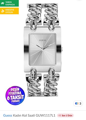 Guess Zincir Detaylı Parlak Altın Kadın Kol Saati