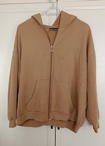 l Beden camel Renk Oversize Kapşonlu ceket