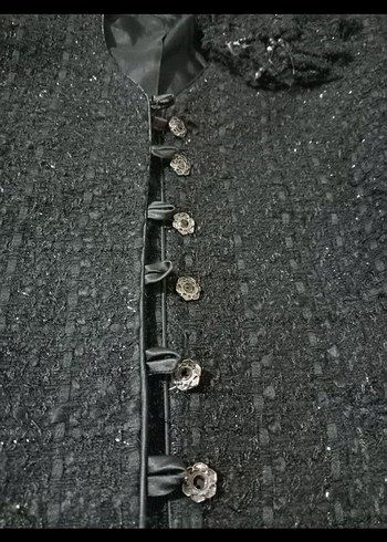 36 Beden Düğmeli Siyah Kadın Blazer Ceket