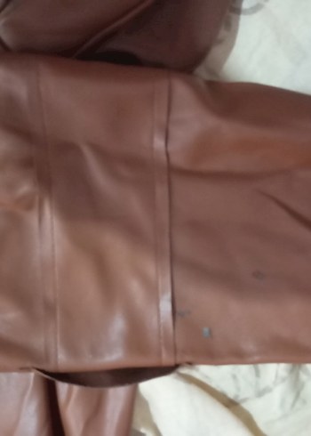 Kahverengi Uzun Deri Kemerli Trençkot - Görsel 3