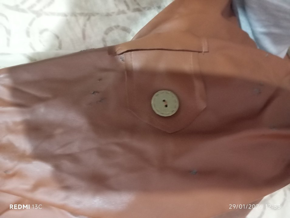 Kahverengi Uzun Deri Kemerli Trençkot - Görsel 2