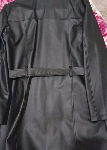 Kemerli Siyah Deri Kadın Ceket - Görsel 3