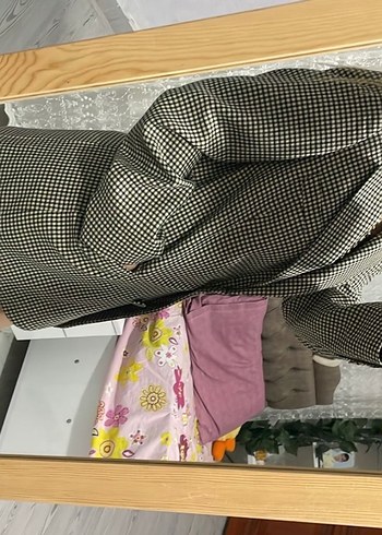 Düğmeli Ekose Desenli Kadın Blazer Ceket - Görsel 4