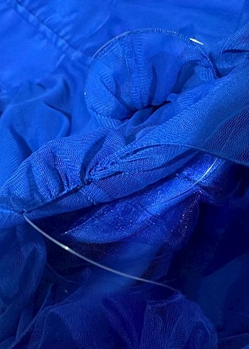 Mavi Fırfırlı Midi Abiye Elbise - Görsel 4