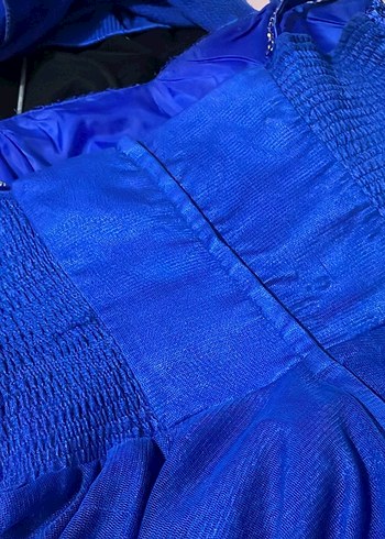 Mavi Fırfırlı Midi Abiye Elbise - Görsel 5