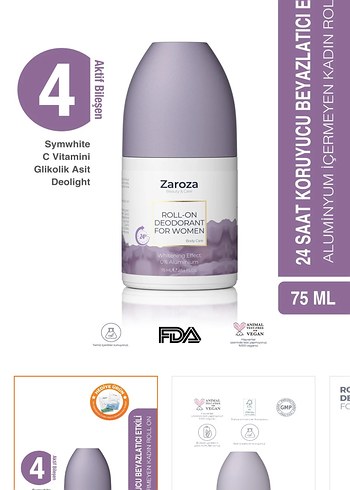 Zaroza Kadın Roll-On Deodorant 75 ml