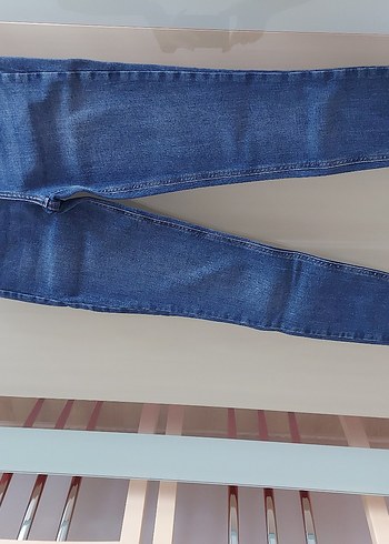 Tiwst Kadın Mavi Kemerli Normal Boy Kot Pantolon 34 beden