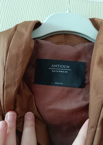 çıtçıtlı Kahverengi Kadın Kışlık Mont M beden geniş kaliptir - Görsel 4