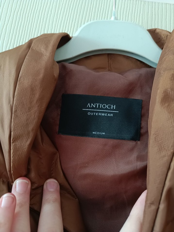 çıtçıtlı Kahverengi Kadın Kışlık Mont M beden geniş kaliptir - Görsel 4