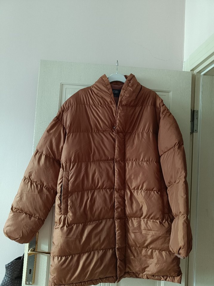 çıtçıtlı Kahverengi Kadın Kışlık Mont M beden geniş kaliptir - Görsel 3