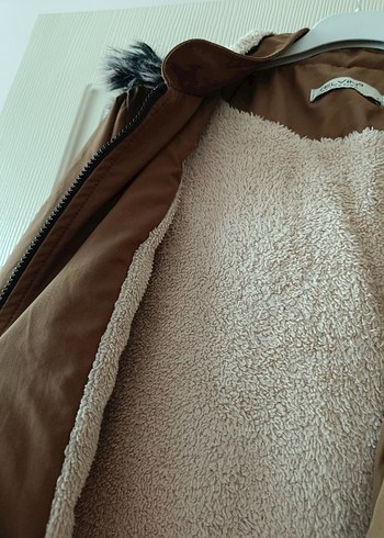 Kadın Bej Kapüşonlu Uzun Parka - Görsel 4