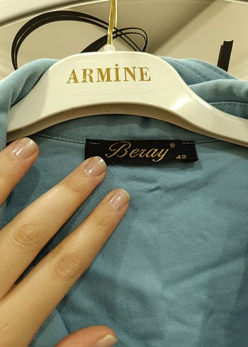 Düğmeli Mavi Midi Denim Kadın Ceket - Görsel 3