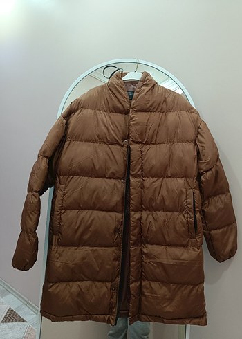 Düğmeli Uzun Kahverengi Kadın Kışlık Mont - Görsel 3