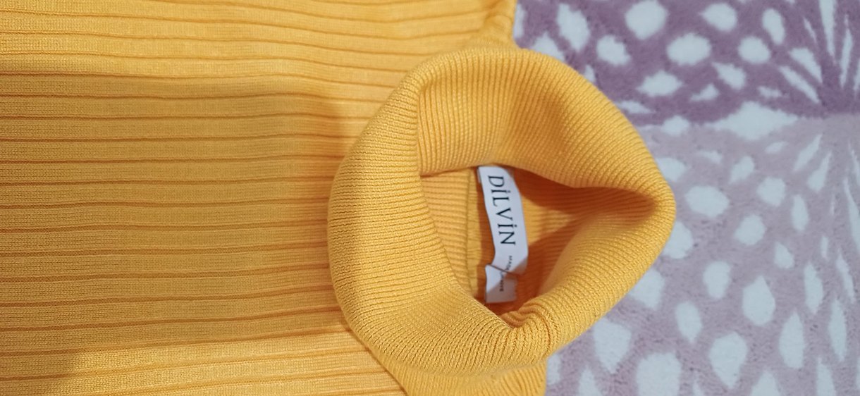 Sarı Kadın Boğazlı Triko Kazak - Görsel 2