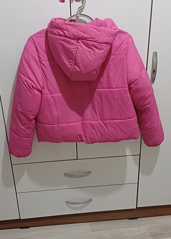 Düğmeli Pembe  Kiz cocuk Mont - Görsel 2