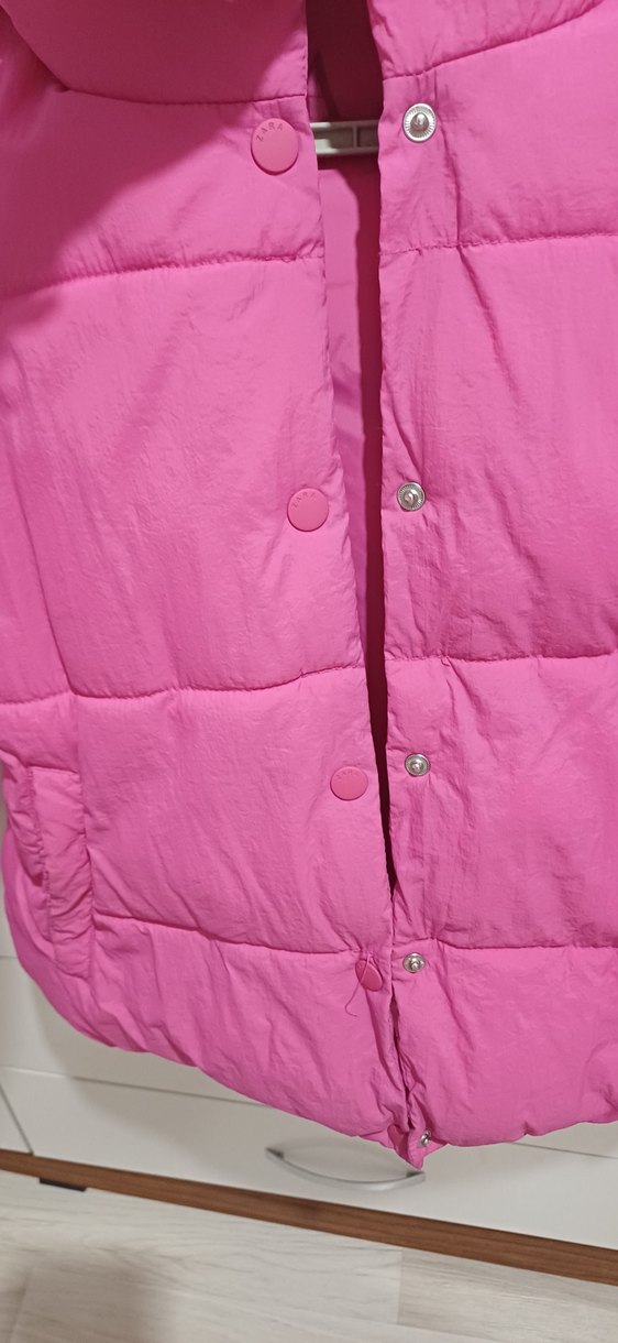 Düğmeli Pembe  Kiz cocuk Mont - Görsel 4