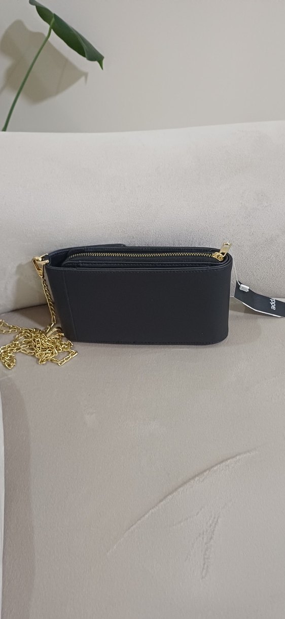 Zincir Detaylı Siyah Deri Kadın Çapraz Çanta - Görsel 2