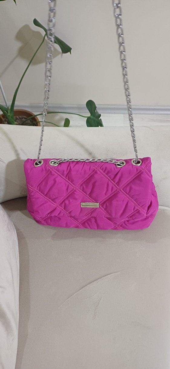Zincir Detaylı Pembe Kadın Çanta - Görsel 3