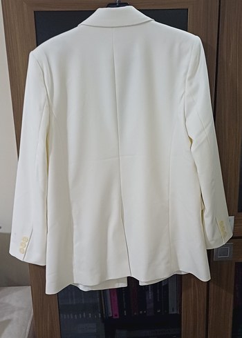 Beyaz Düğmeli Kadın Blazer Ceket - Görsel 2