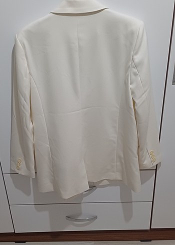 Beyaz Düğmeli Kadın Blazer Ceket - Görsel 6