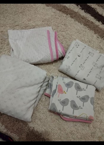 4 adet Pamuk Gri Çocuk Battaniyesi - Görsel 2