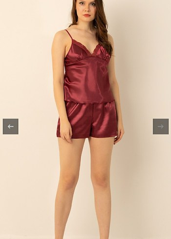 Doremi Parlak Mini Saten Kadın Pijama Takımı