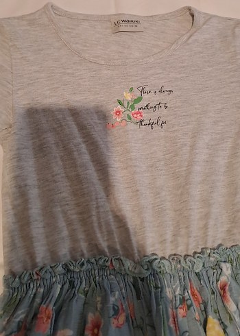 Kız Çocuk Gri Kısa Kollu Elbise - Görsel 4