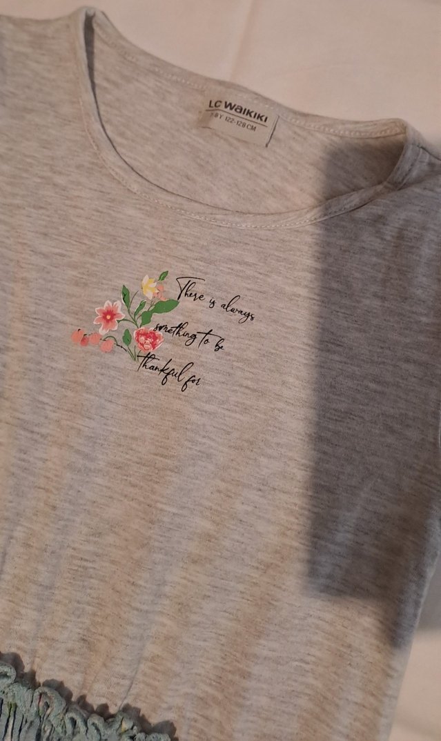 Kız Çocuk Gri Kısa Kollu Elbise - Görsel 3