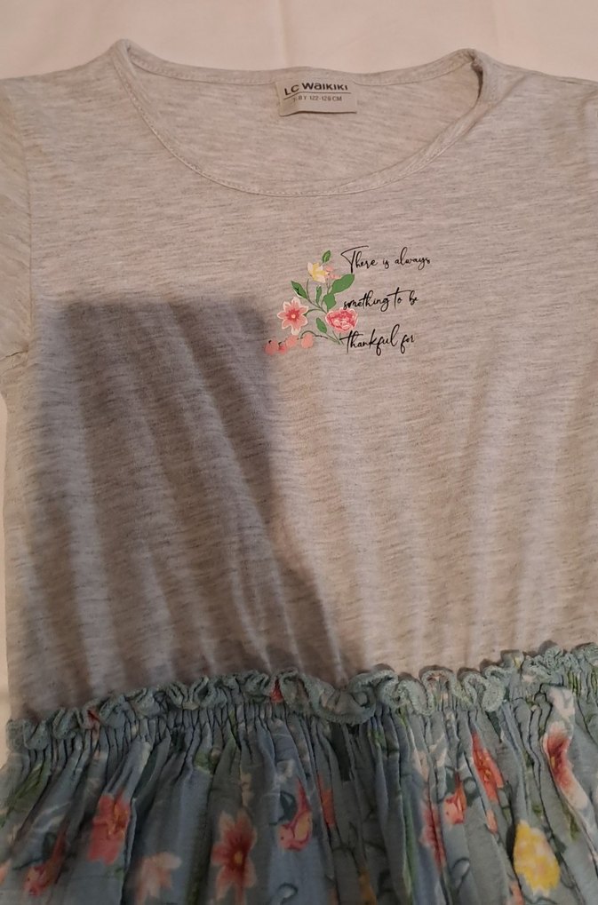 Kız Çocuk Gri Kısa Kollu Elbise - Görsel 4