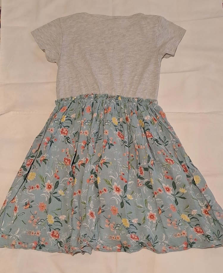 Kız Çocuk Gri Kısa Kollu Elbise - Görsel 2