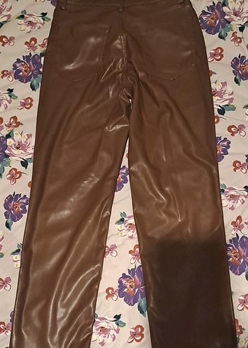 Kadın Kahverengi Deri Fermuarlı pantolon - Görsel 2