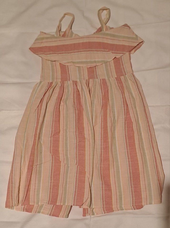 düz çizgili ip askılı yazlık cicuk elbise - Görsel 3