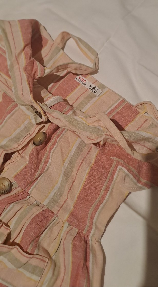 düz çizgili ip askılı yazlık cicuk elbise - Görsel 2