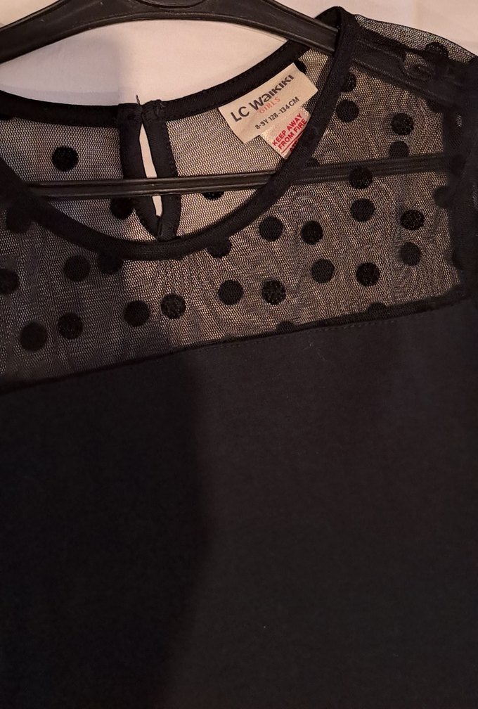 Puantiye Desenli Siyah kirmizi kız Çocuk elbise - Görsel 3