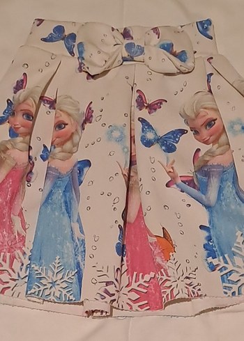 Pastel renkli baskılı elsa desenli etek - Görsel 2