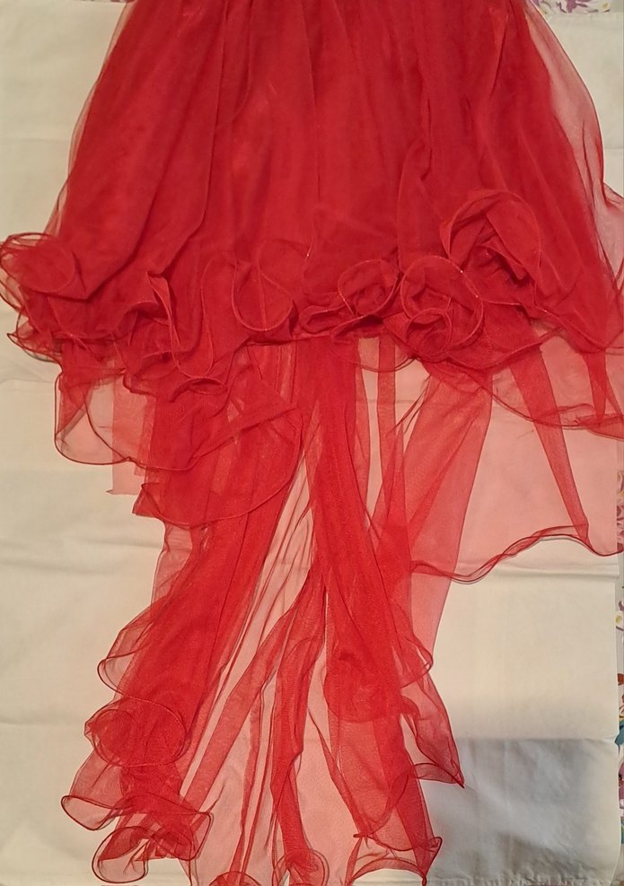 Kırmızı Straplez Uzun Abiye Elbise - Görsel 3