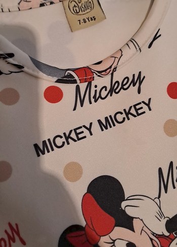 Uzun Kollu Mickey Baskılı Kız Elbise - Görsel 2