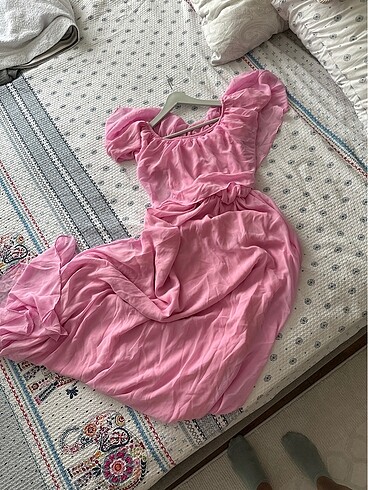 m Beden pembe Renk Şifon pembe elbise