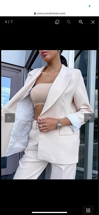 Krem blazer ceket