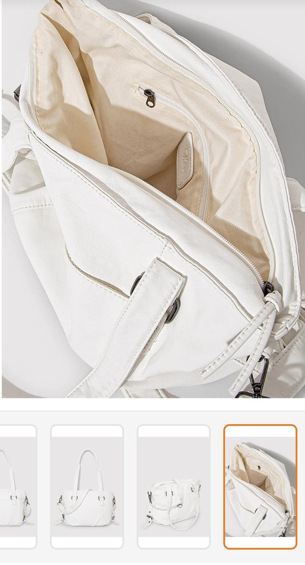 Beyaz Kot Kumaşlı Kemer Detaylı Kadın Çanta - Görsel 3