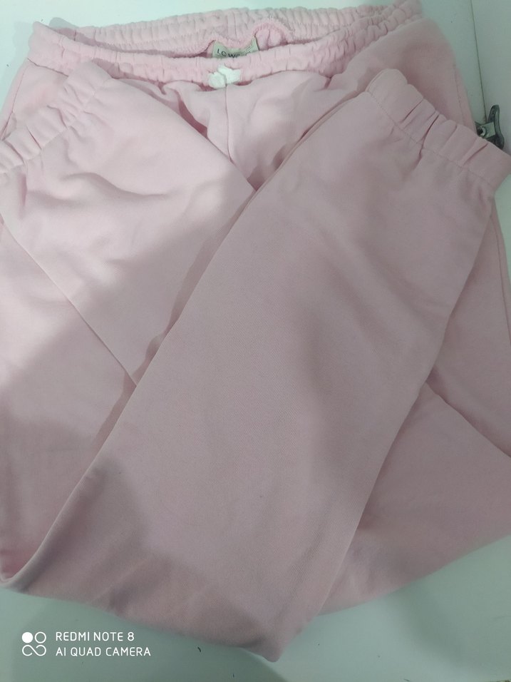 Düğmeli Pembe Kadın Pamuk Eşofman Altı - Görsel 4