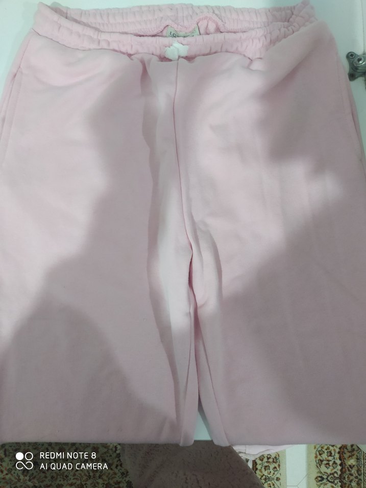 Düğmeli Pembe Kadın Pamuk Eşofman Altı - Görsel 2