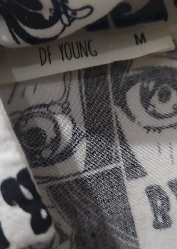 Gri Baskılı Grunge Punk Kadın Gömlek Anime Vintage - Görsel 3