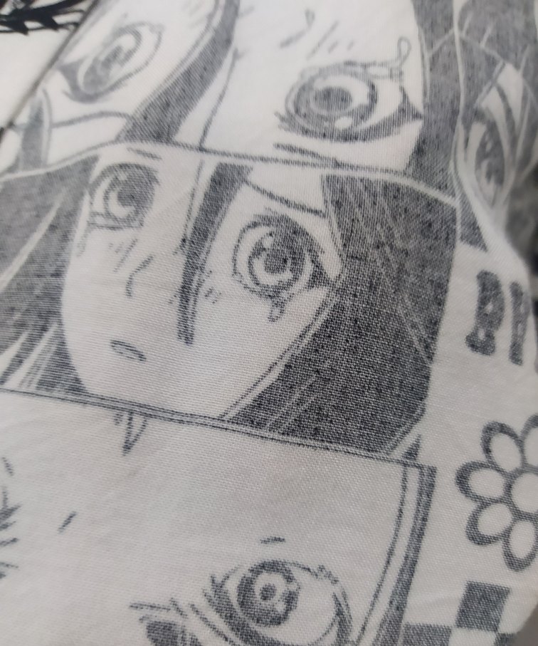 Gri Baskılı Grunge Punk Kadın Gömlek Anime Vintage - Görsel 4