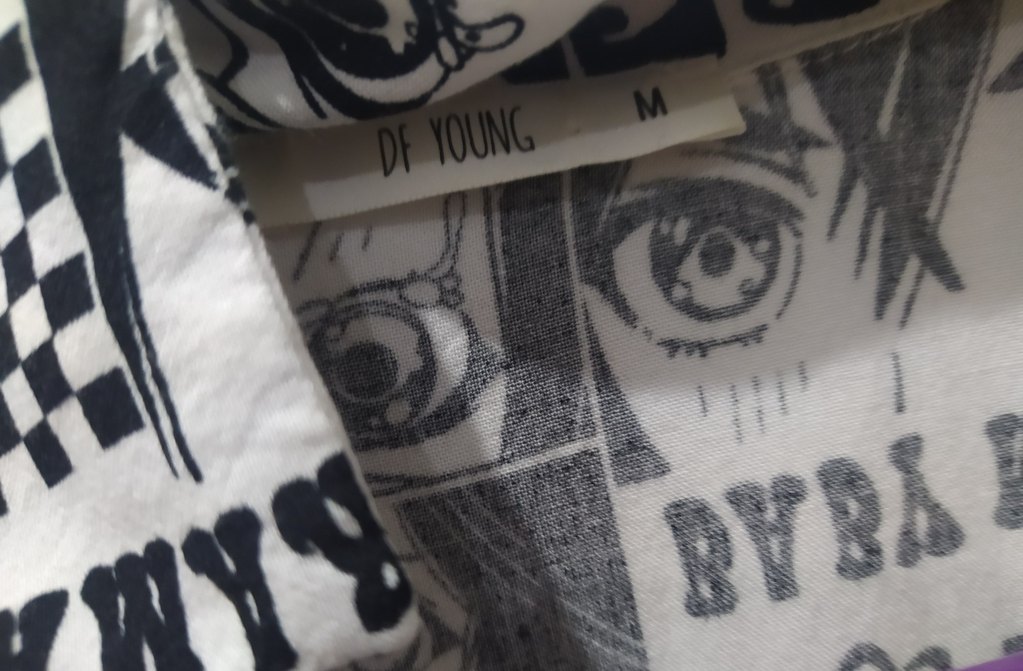 Gri Baskılı Grunge Punk Kadın Gömlek Anime Vintage - Görsel 3