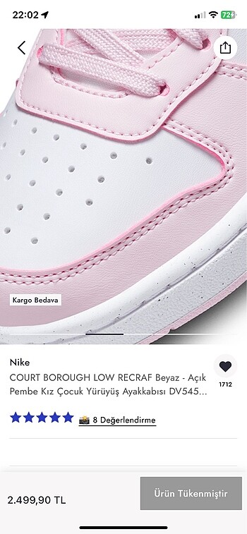 38 Beden nike court borough low spor ayakkabı