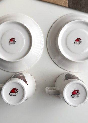 Renkli Desenli Beyaz Kahve Fincanı ve Tabağı - Görsel 6