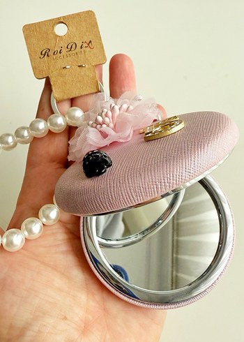 Makyaj aynalı anahtarlık çanta süsü - Görsel 2