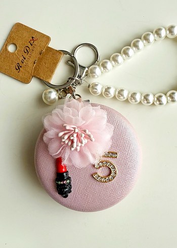 Makyaj aynalı anahtarlık çanta süsü - Görsel 3