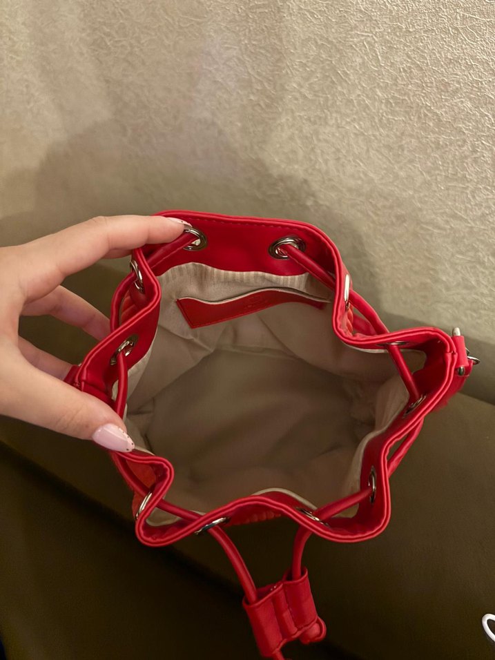 Kırmızı Deri Kadın Çanta - Görsel 3